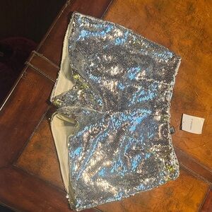 Forever 21 Silver Sequin High Waist Shorts